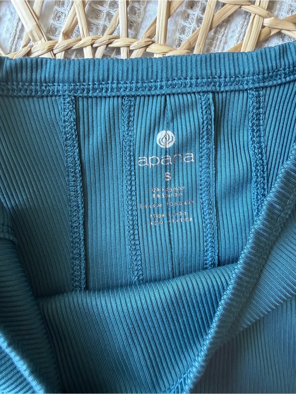 Apana Teal Ribbed High-Neck Tank - Picture 3 of 4